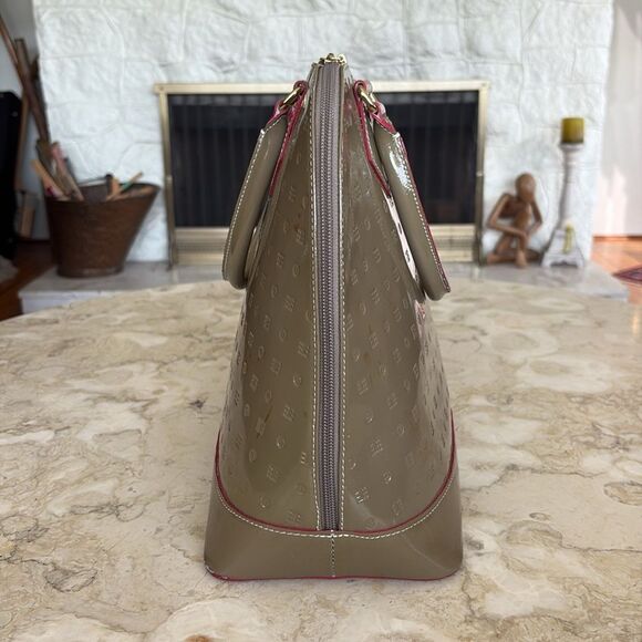 Arcadia Classic Large Alma Style Satchel Patent Leather Monogram Red Accents Bag - Picture 5 of 16